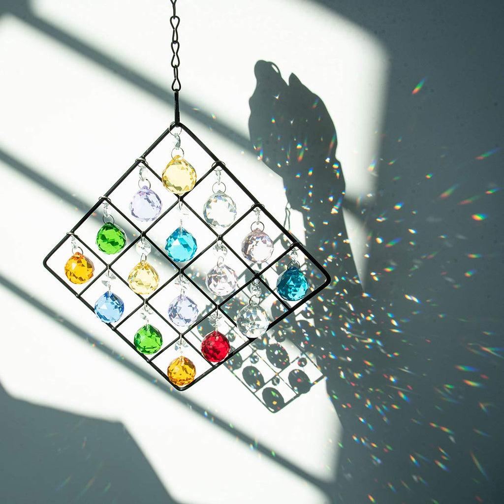Colorful Crystal Ornaments - Metal Crystal Garden Pendant Rainbow Crystal Ornament Crystal Ball Prism for Window