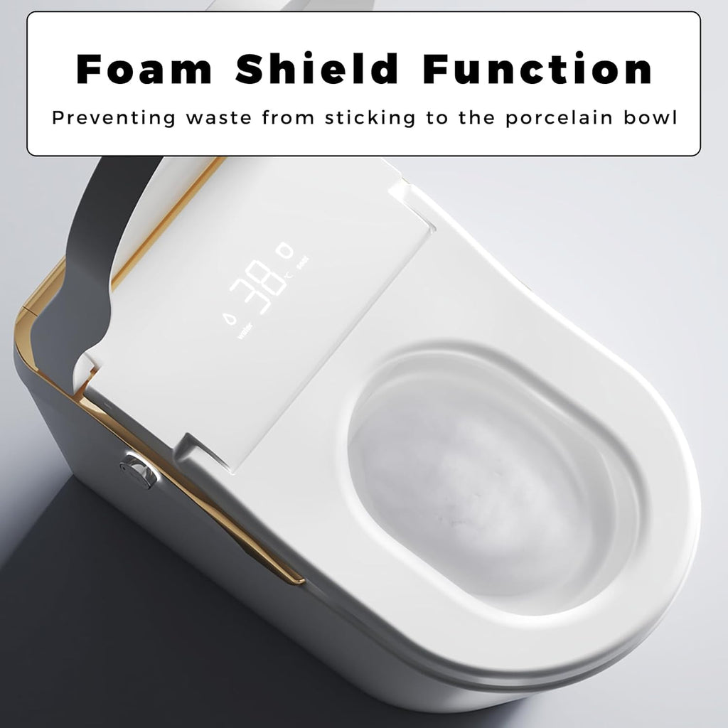 WinZo Modern Smart Toilet with Bidet, One-Piece Elongated, Porcelain, Auto Flush, Heated Seat, Warm Air Drying