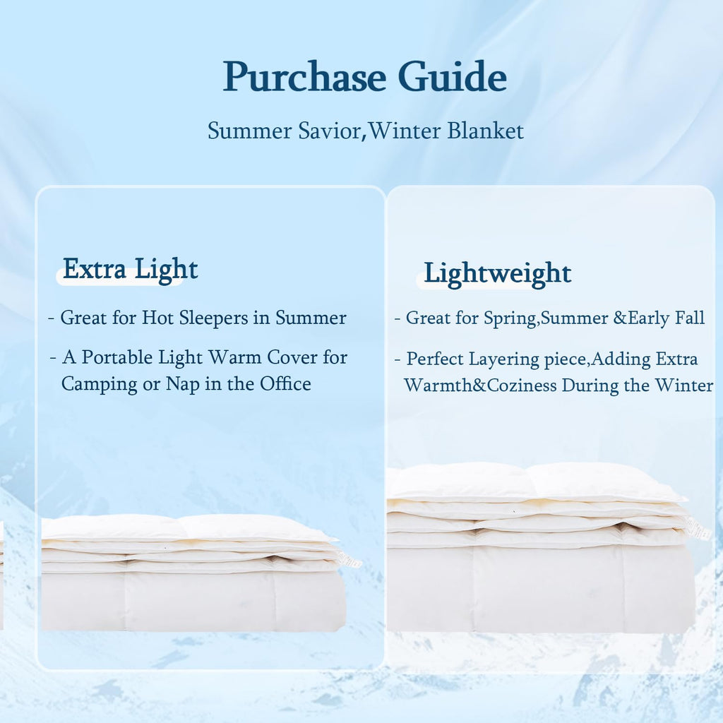 Summer Down Comforter, Lightweight Duvet Insert, White