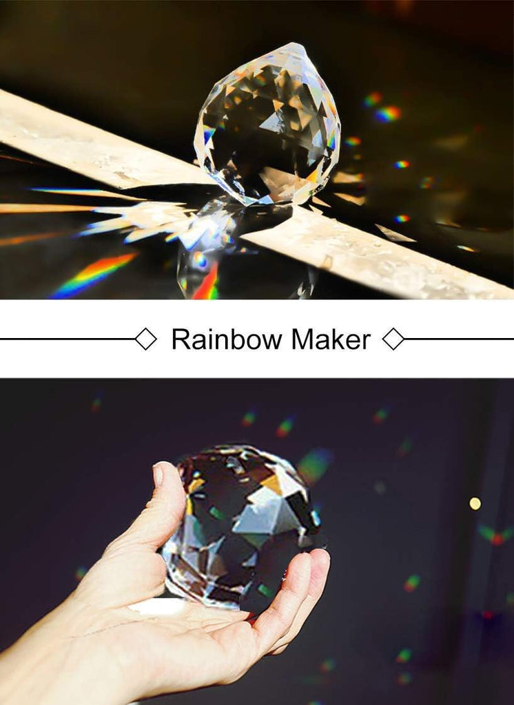 Clear Crystal Sun Catcher Suncatcher Prism Ball with Metal Chains - 6 Pack, 2"/50mm, Rainbow Pendant Maker
