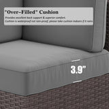 13 Pieces Outdoor Patio Furniture Set with 44" Fire Pit Table Brown Rattan Sectional Sofa Conversation Sets