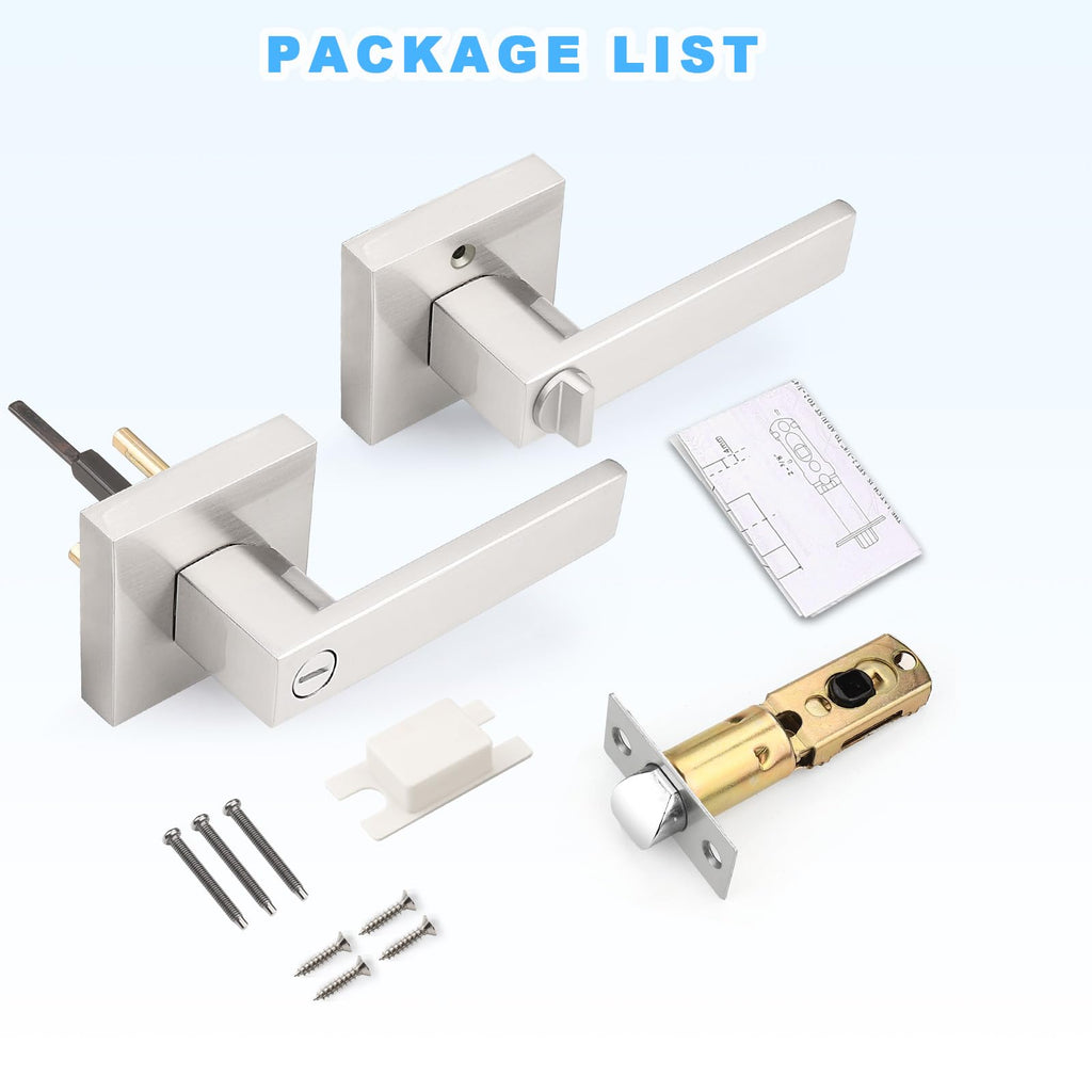 10 Pack Brushed Nickel Door Handles Privacy Door Levers, Heavy Duty Bed and Bath Door Locks Interior Keyless