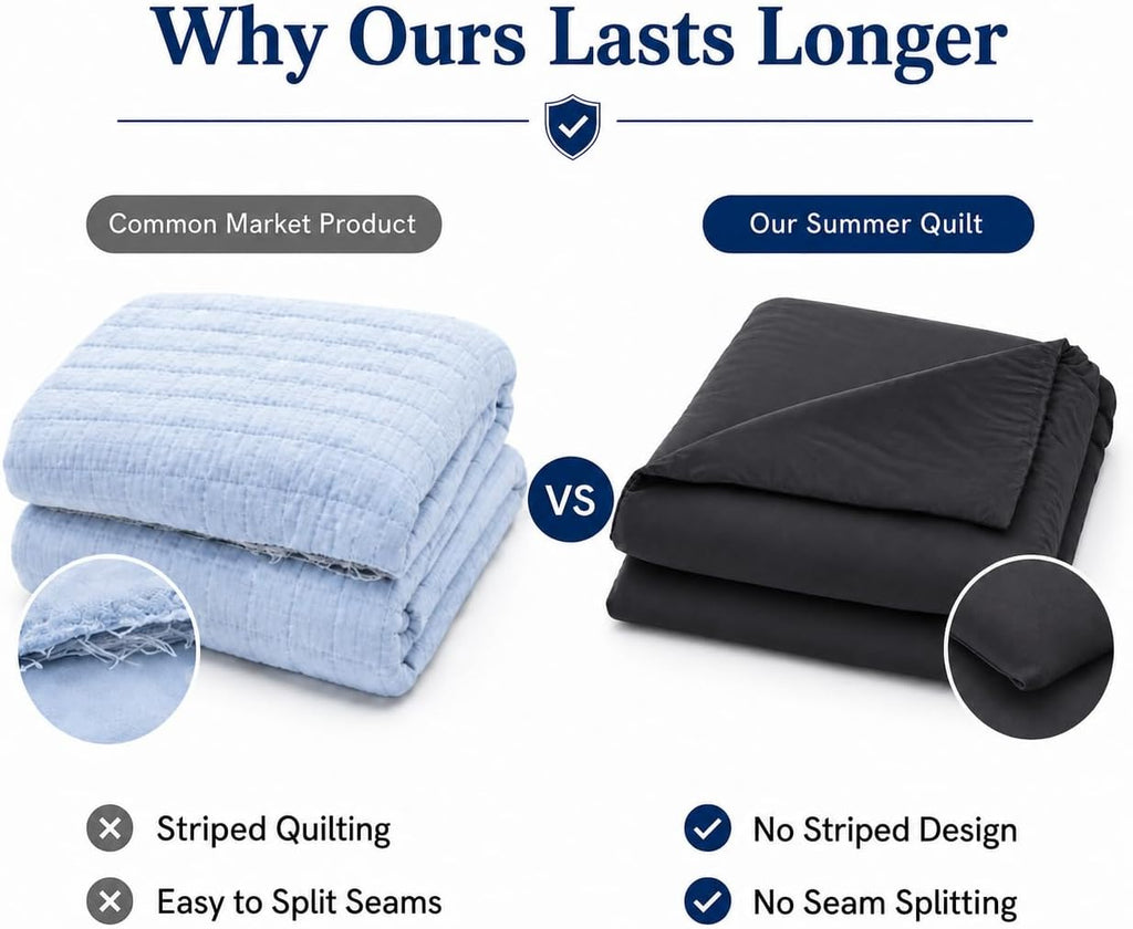 Double-Sided Cooling Comforter Queen Size, Ice Silk Summer Blanket, Smooth No-Stripes, No-Seam, Edge-Free Design