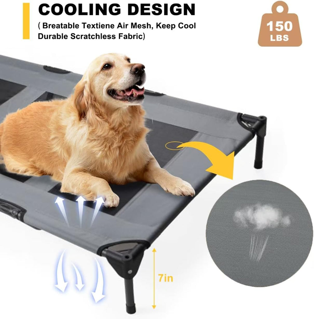 Elevated Dog Bed with Canopy, 48-inch Waterproof Pet Cot, Portable Outdoor Pet Bed with Carry Bag, Indoor/Outdoor