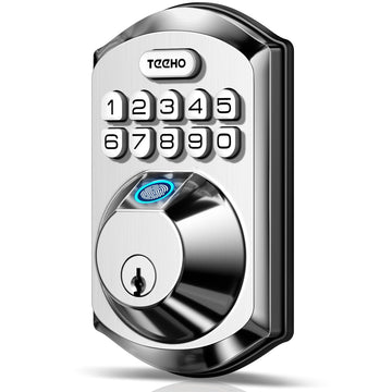 Fingerprint Deadbolt with Keypad for Front Door, Satin Nickel