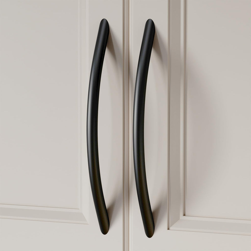 Solid Black Cabinet Pulls, 5 Inch Arched Drawer Handles, 10 Pack Kitchen Cabinet Hardware, Screws Included for