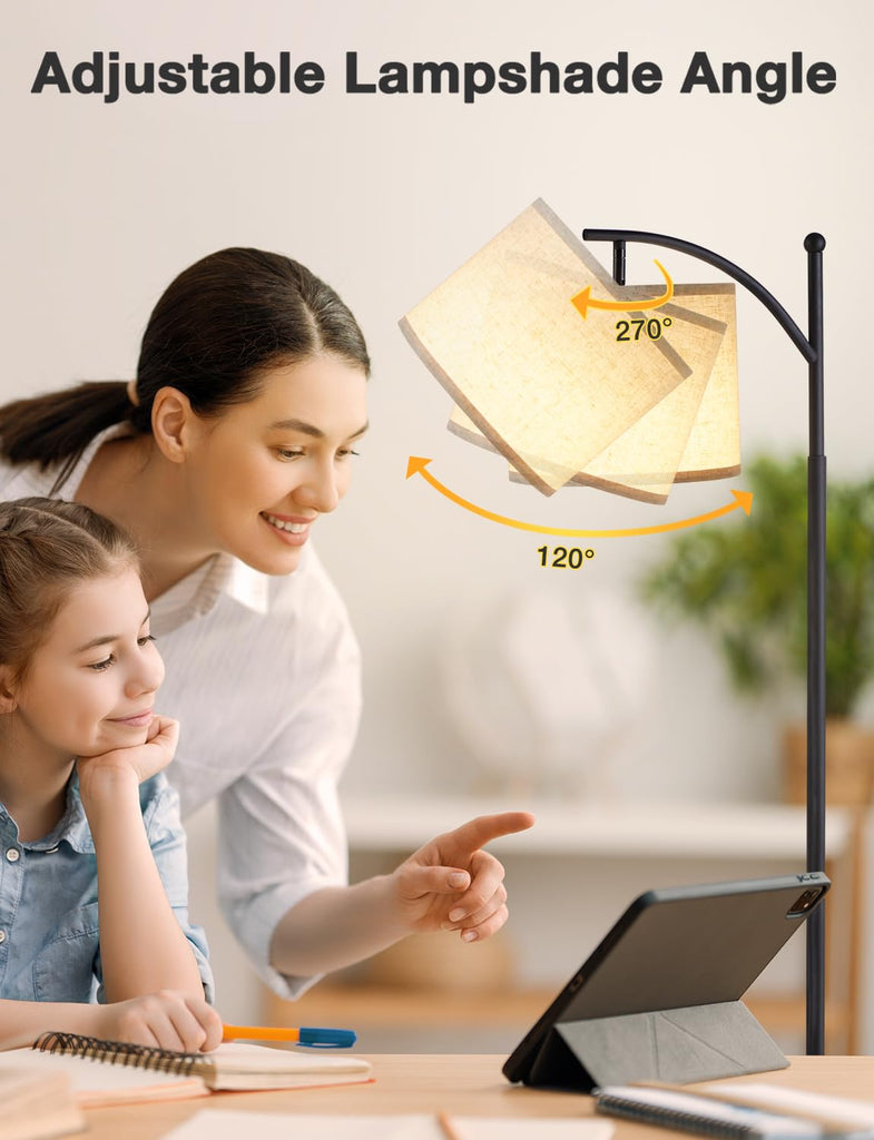 60" Modern Floor Lamp with Beige Shade, 9W LED Bulb