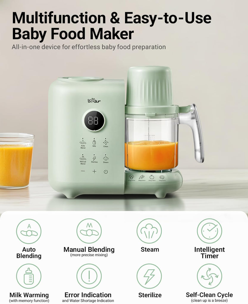 Baby Food Maker Steamer&Blender with Dual-Layer Steam Baskets, 18.5oz