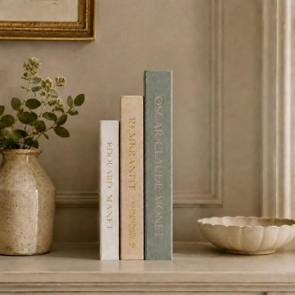 Aesthetic Decorative Books, Set of 3 Linen Faux Book Boxes, Sage | Beautiful Fake/Faux Books for Modern Home Decor