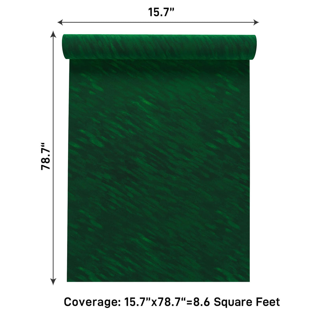 15.7"x78.7" Dark Green Velvet Fabric Self Adhesive Felt Drawer Liner Soft Velvet Wallpaper Peel and Stick Green