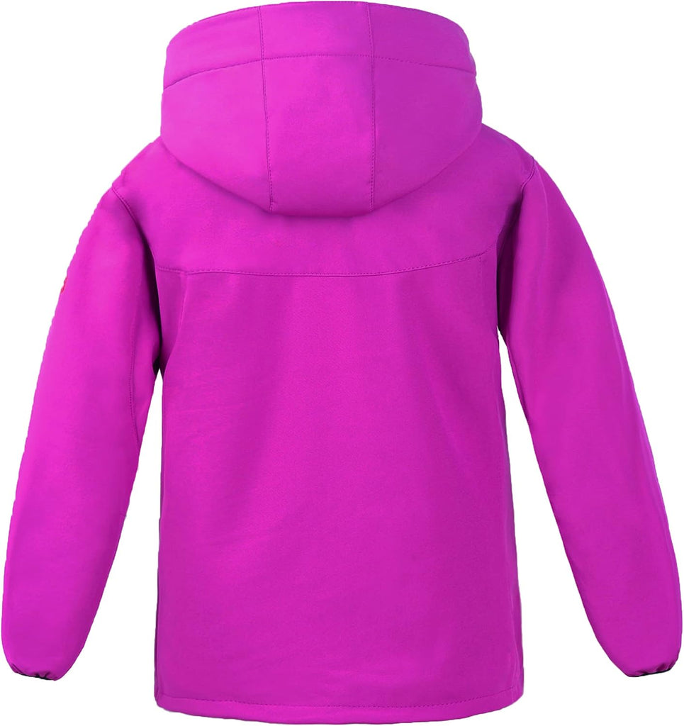 Boys Girls Hooded Windbreaker Fleece Lined Softshell Jacket