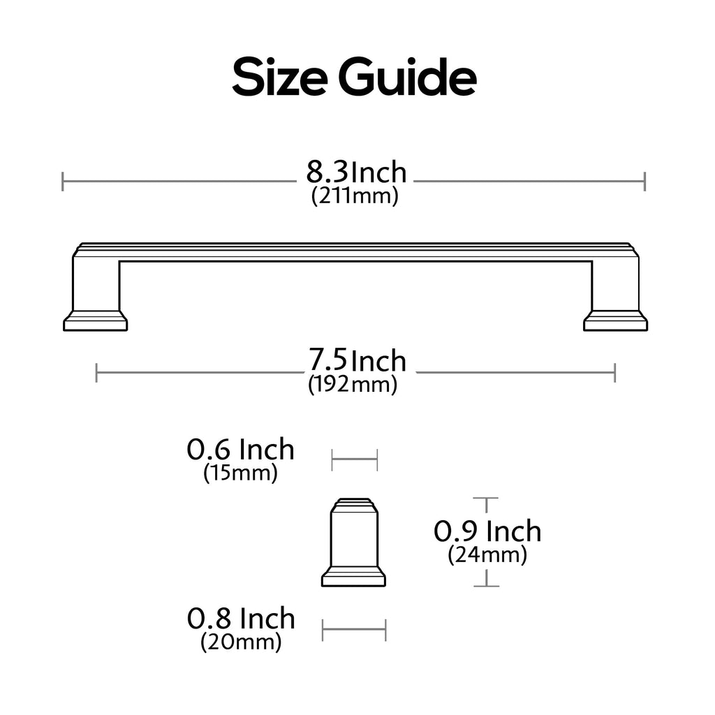 7-1/2" Brushed Brass Cabinet Pulls and Handles 10 Pack, AL3071BB