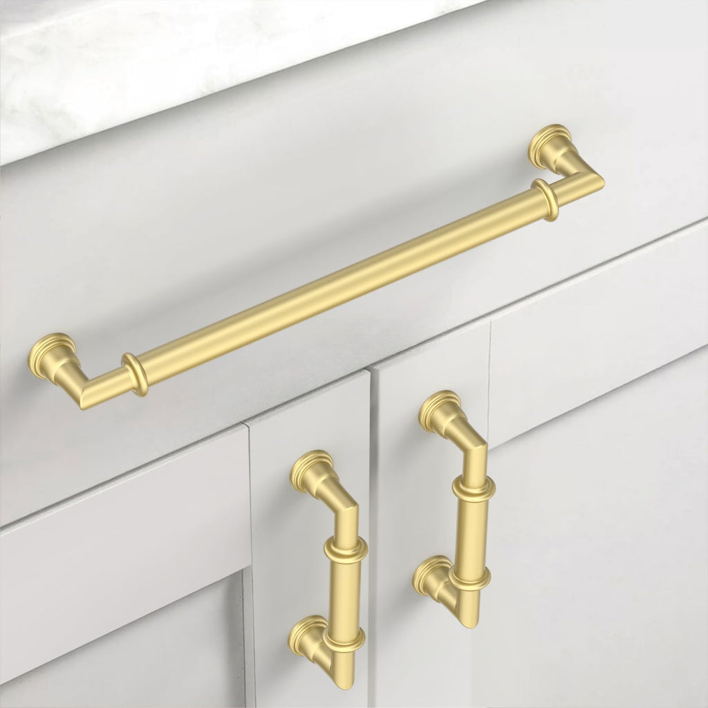 2 Pack 10 Inch(254mm) Brushed Gold Cabinet Pulls Heavy-Duty Solid Kitchen Cabinet Handles Gold Dresser Drawer