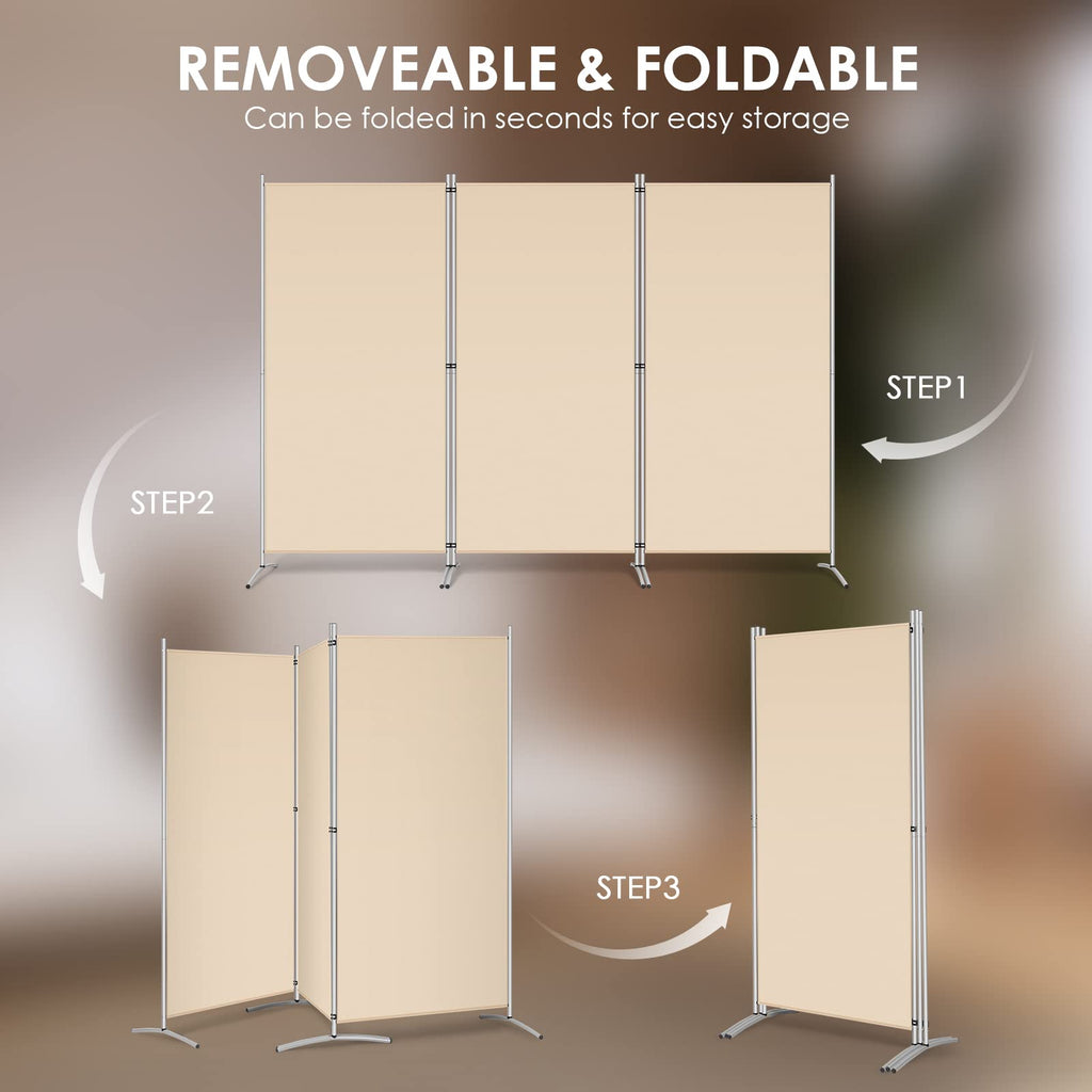 3 Panel Room Divider, 6 Ft Tall Folding Privacy Screen Freestanding Room Partition Wall Dividers, 102''W x 20''D x