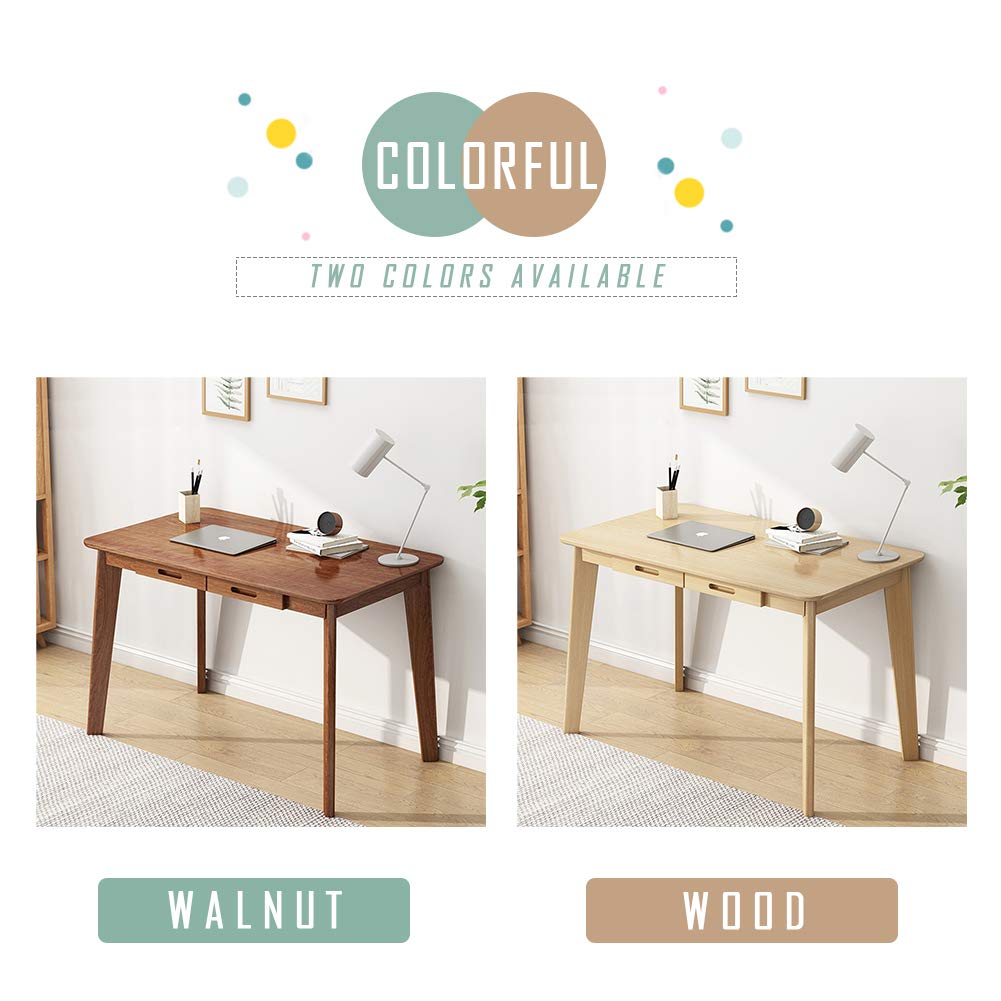 Solid Wood Writing Desk - Home Office Laptop Computer Table, Oak