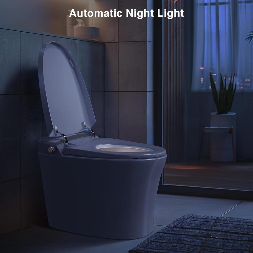 Elongated Smart Toilet with Bidet, Tankless One-Piece Design with Foot Sensor Auto Flush, Heated Seat