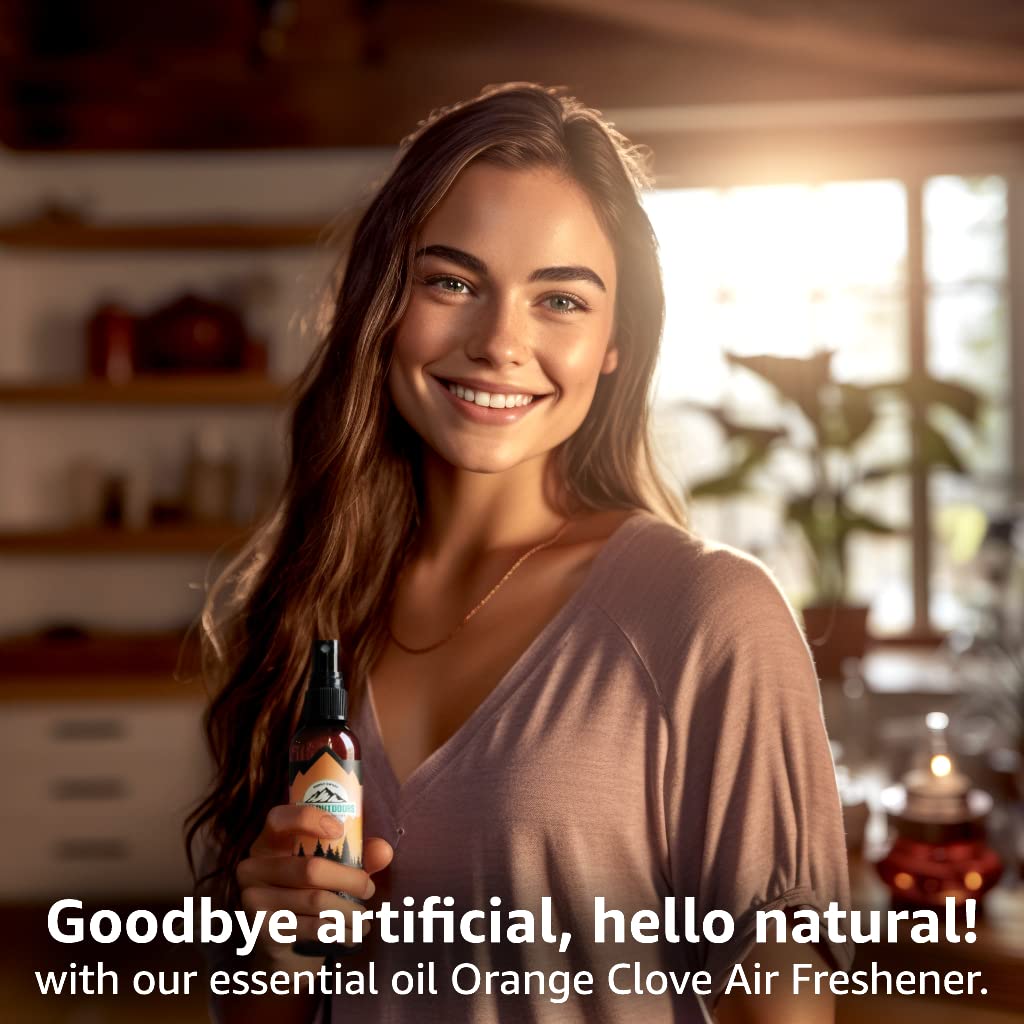 Natural Air Freshener - Orange Clove - Essential Oil Odor Eliminating Room Spray