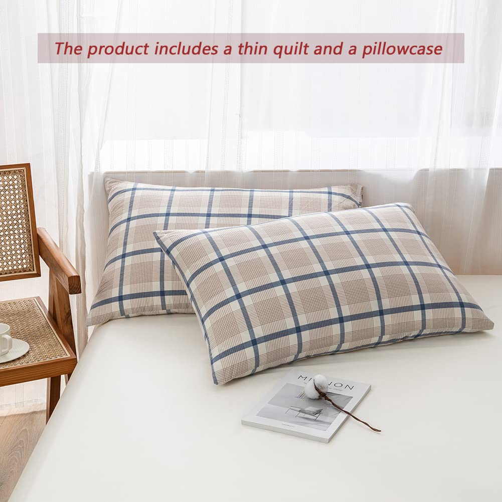 Summer Lightweight Comforter Set, Thin Quilt, 100% Washed Cotton, Machine Washable, Soft Comfy Breathable Can Sleep