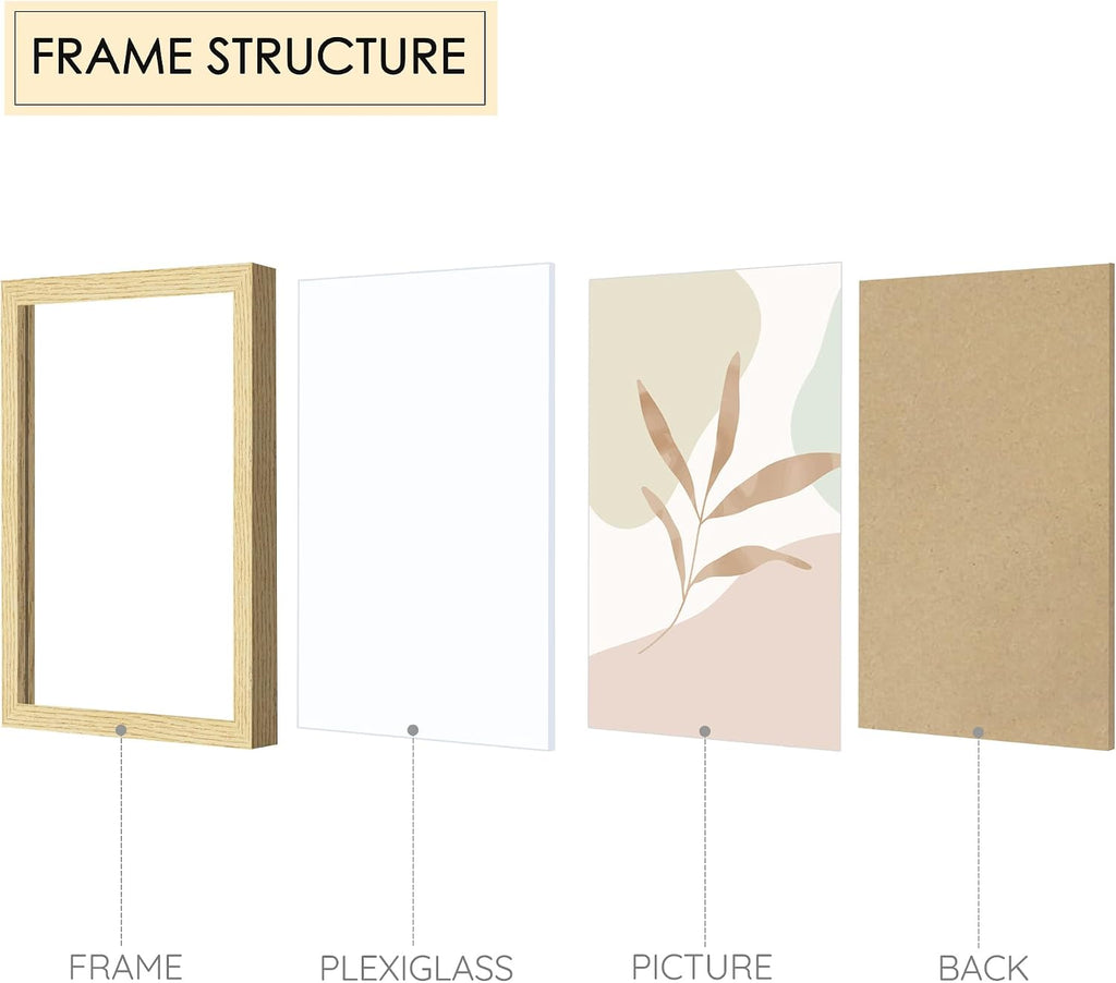 Natural Wood 12 Pack Mixed Size Gallery Frame | Multi-size Gallery Frames: 4pcs 8x10, 4pcs 5x7, 4pcs 4x6, Supports