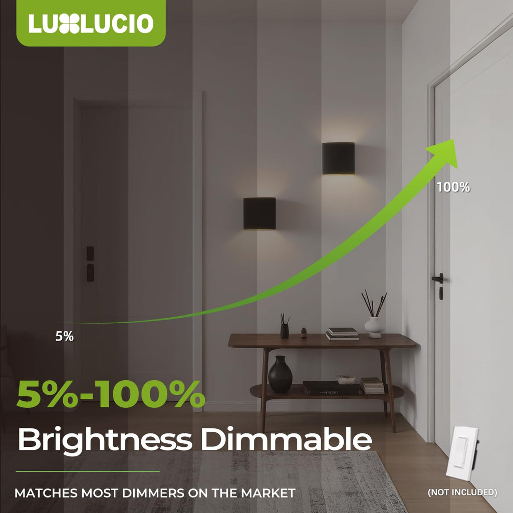 Indoor Outdoor Wall Light, 5%-100% Dimmable, 5 Color Temperature Selectable, Modern Wall Sconce Porch