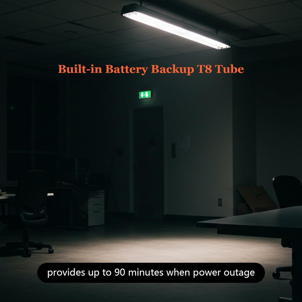 Emergency T8 LED Tube 4ft with Battery Backup, Hardwired G13 Light Bulbs