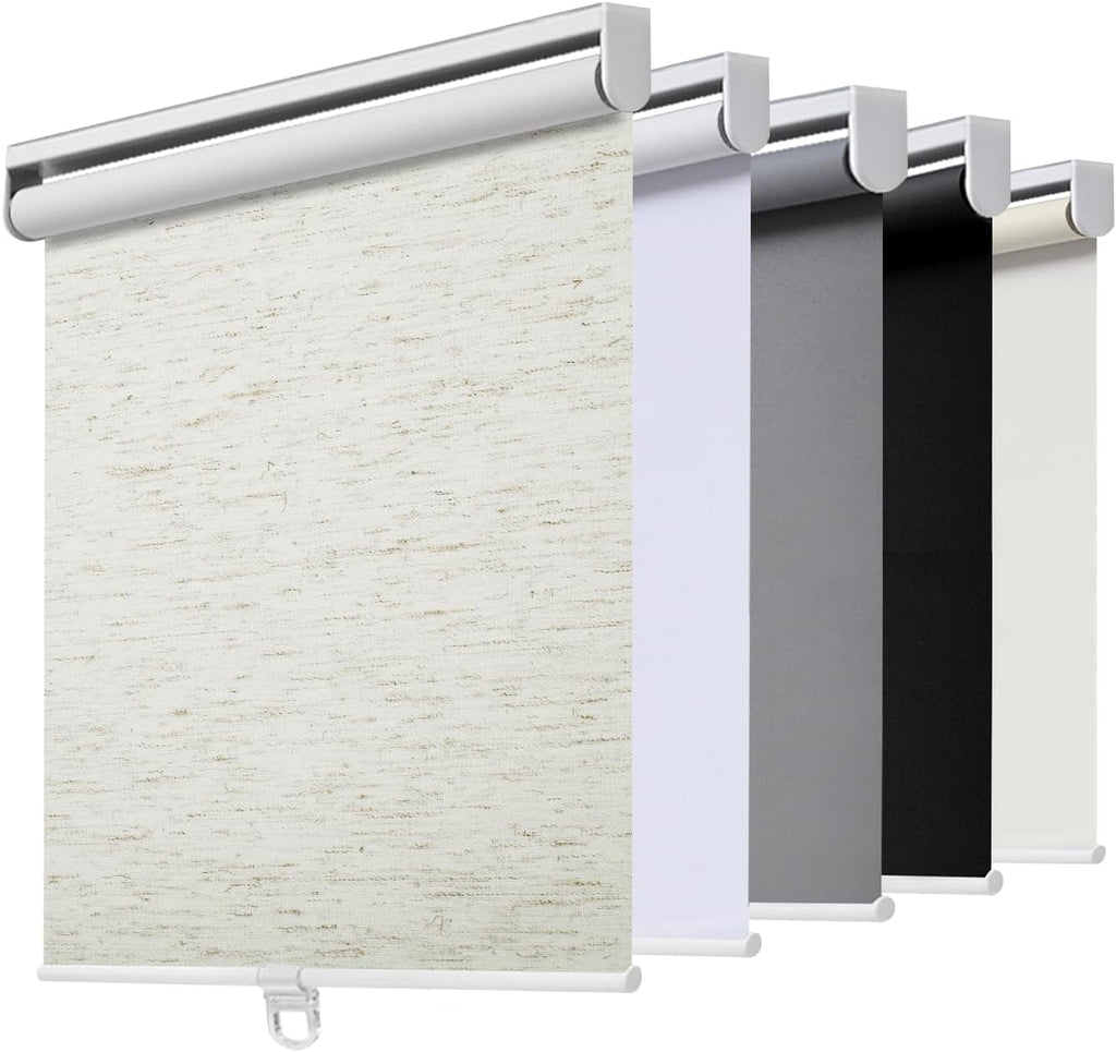 Cordless Roller Shades Blackout Blinds for Windows Room Darkening Rolled Up Shades with Spring System, UV Protection
