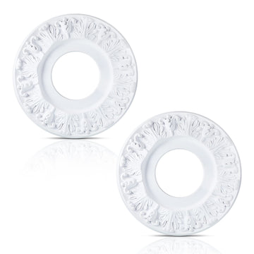 2 Pcs 10 Inch White Ceiling Medallions, PU Light Fixture Decor