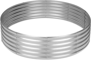 5x5x1ft Round Raised Garden Beds Outdoor Steel Fire Pit Ring Flower Planter | Large Galvanized Metal Above Ground