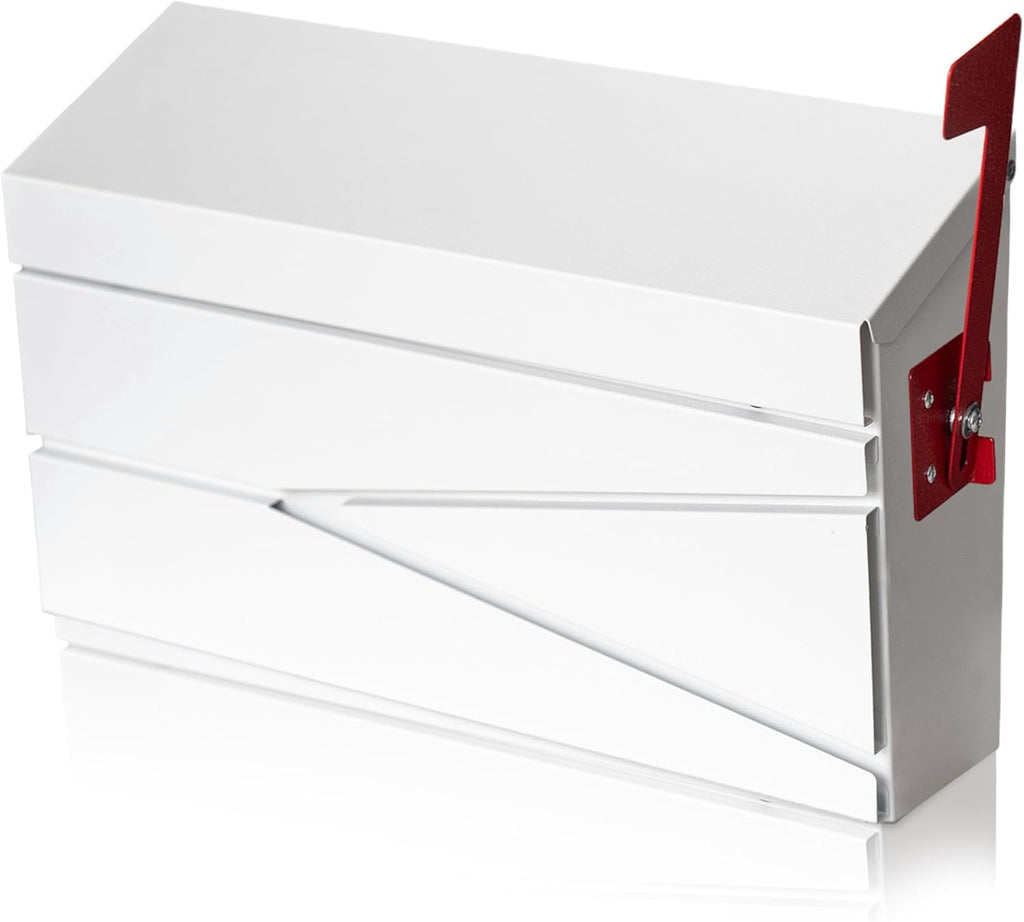 Wall Mount Mailbox, Large Capacity Mailbox Rust-Proof Metal Post Drop Box, Mailboxes 15.74"×9.84"×4.33", White