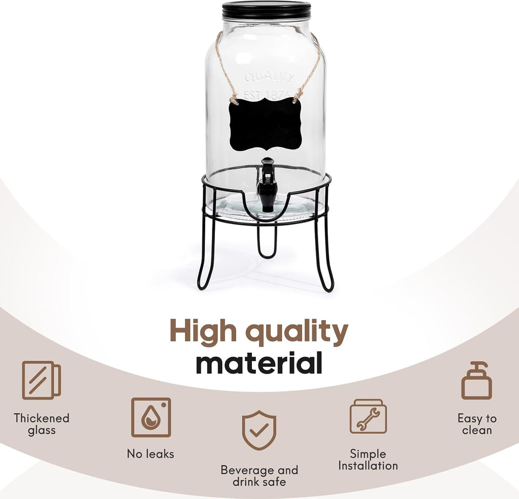 1.5 Gallon for Parties, Ice Beverage Dispensers with Stand, Glass Water Dispenser with Spigot, Laundry Detergent
