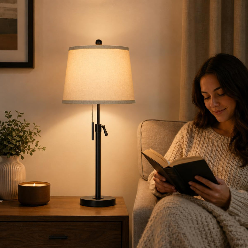 Black Single Table Lamp Bedroom 22 to 30" Adjustable Height
