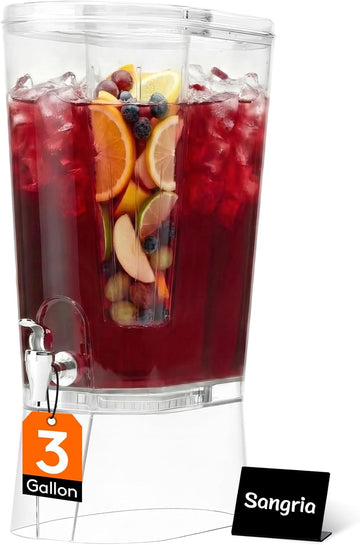 3 Gal Drink Dispenser with Fruit Infuser & Leak-Proof Spigot, 1 Pc