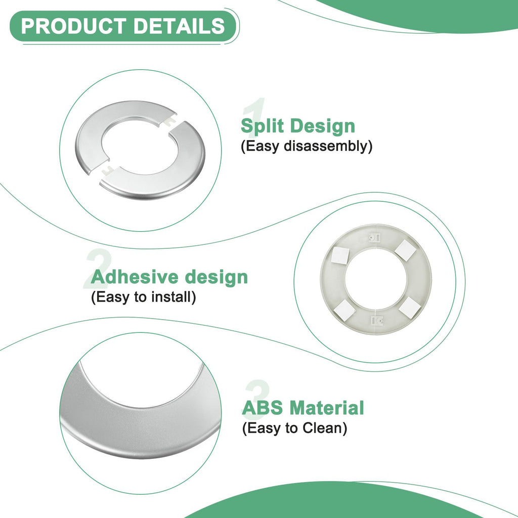 2-Pack Wall Split Flange, for 3 Inch/76mm OD Pipe ABS Escutcheon Plate Round Self-Adhesive Plumbing Cover Plates for