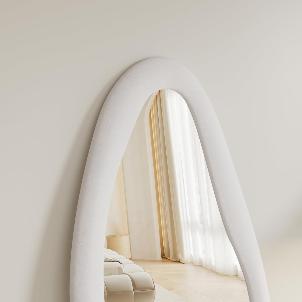 Irregular Wavy Full Length Mirror 63"x24" White
