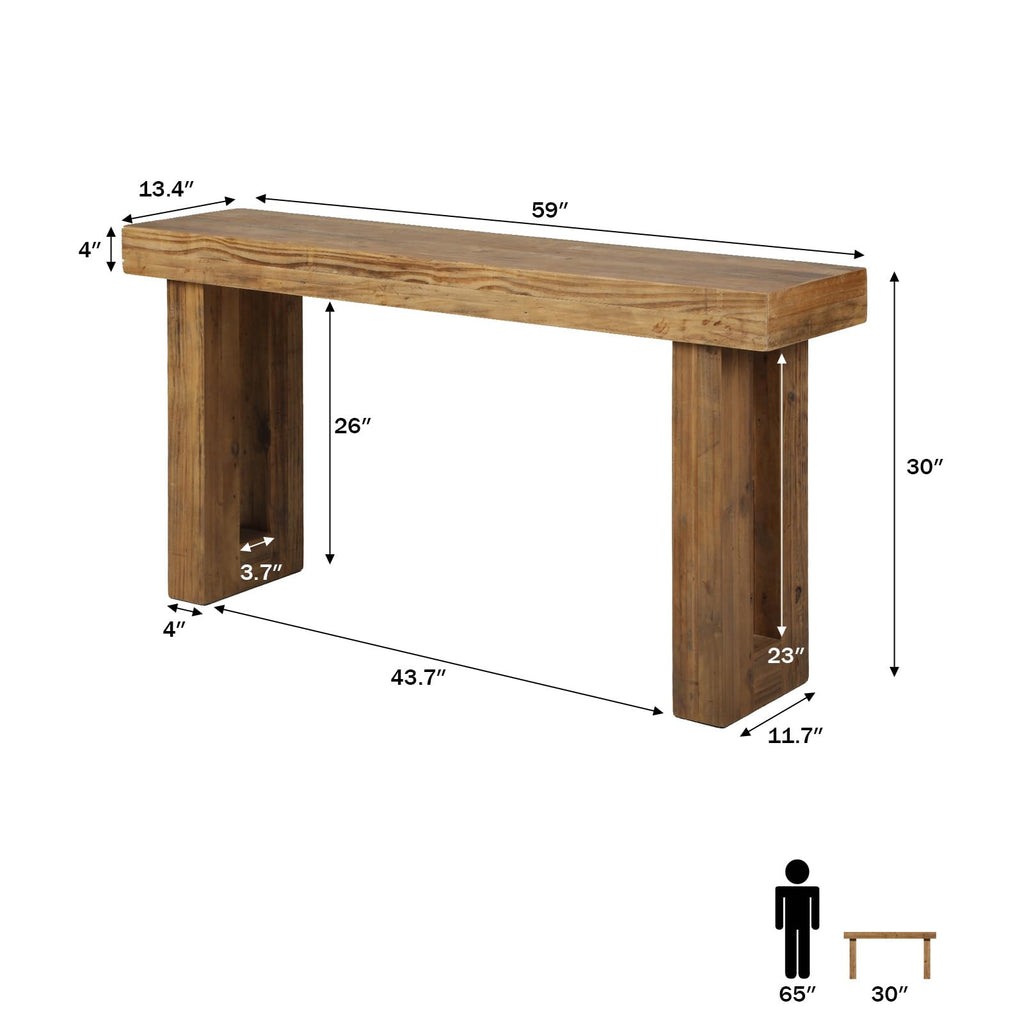 Reclaimed Solid Wood Console Table, 59" Long Entryway Table