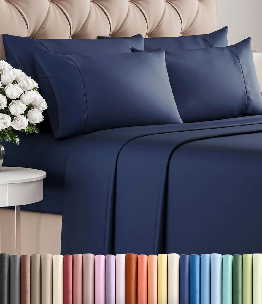 King 6 Piece Sheet Set - Comfy Breathable & Cooling - Ultra-Soft Hotel Luxury Bedding Set with 8-16 Inch Deep Pockets