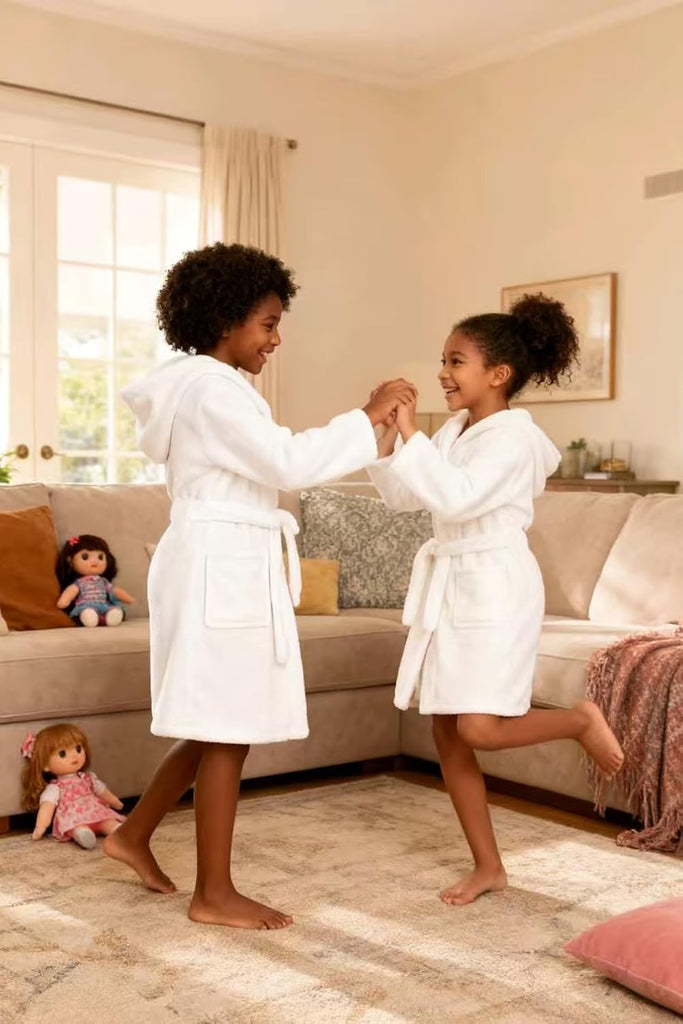 Girls Fleece Hooded Robe Warm Sleepwear for Toddler Kids Soft Fuzzy Bathrobe Gifts