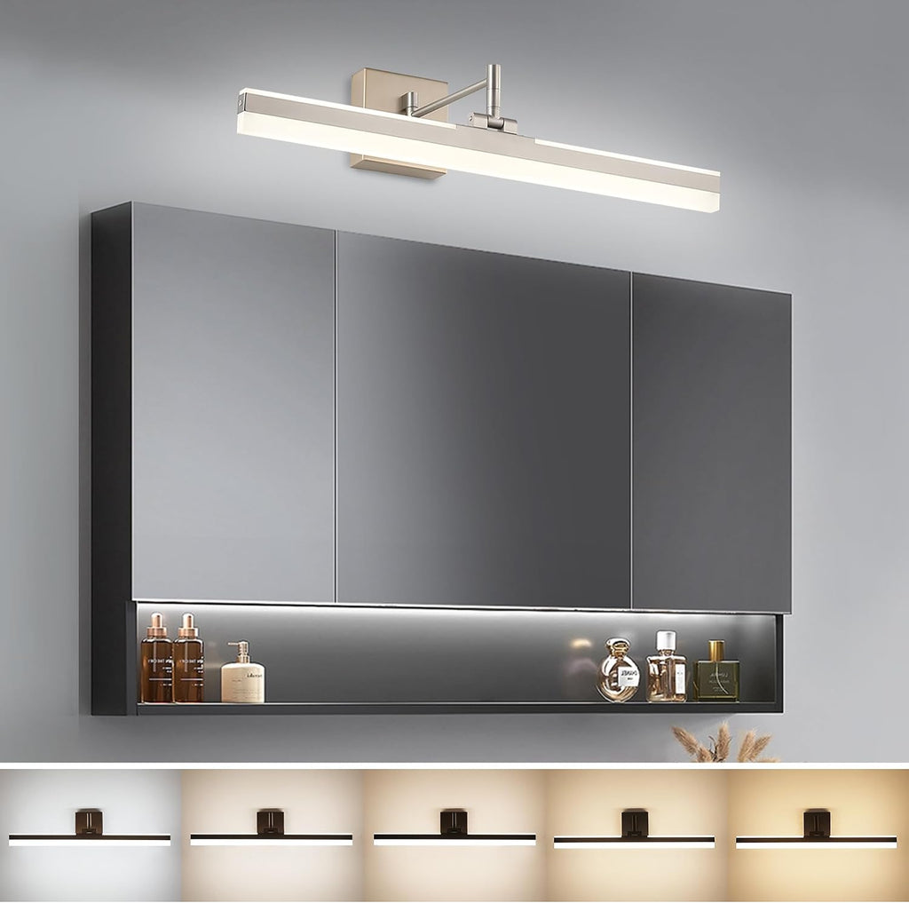 LED Vanity Light Fixture,Brushed Nickel 23.6'' 5CCT DimmableAdjustable & Rotatable Bathroom Light Fixture Above