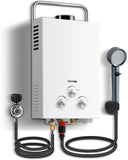 Outdoor Propane Tankless Water Heater - 6L 1.58 GPM Portable Gas Water Heater with Handle & Overheating Protection