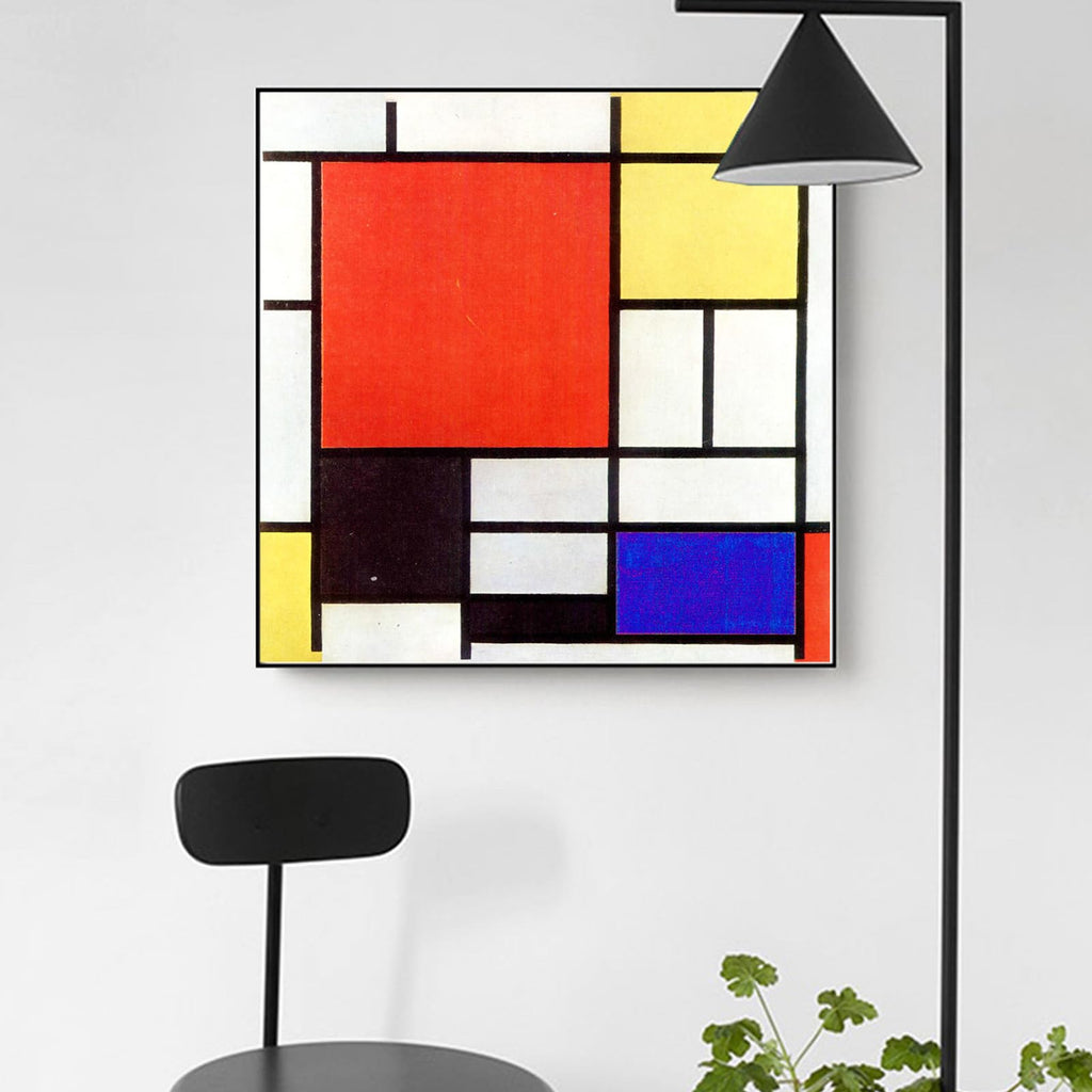 Piet Mondrian Poster - Red Yellow And Blue Canvas Art Print - Geometric Wall Art - Composition Painting Modern Home