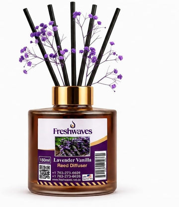 Lavender Vanilla Reed Diffuser |150ml Long-Lasting Fragrance | Best Reed Diffusers and Decorative Glass Bottle - Set of 6