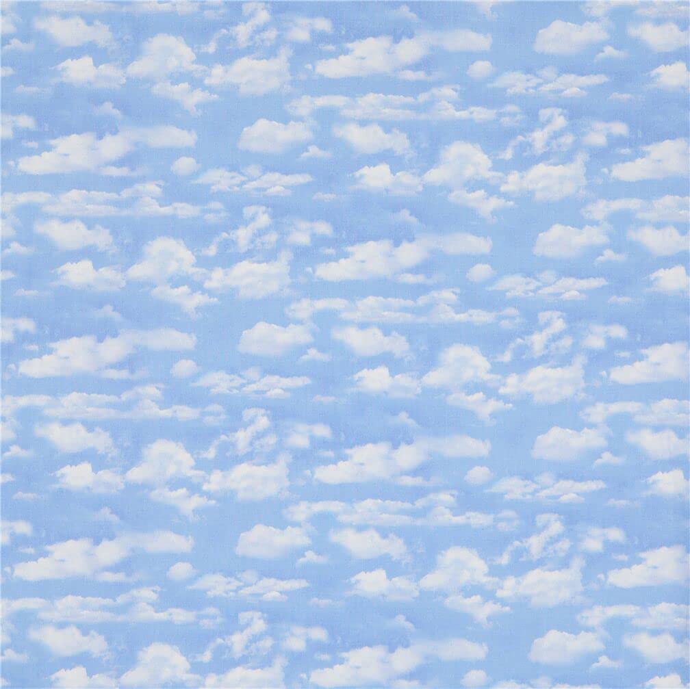 Elizabeth's Studio Landscape Medley light blue sky fabric with clouds (per 0.5 yard)