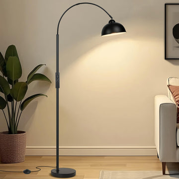 Modern Arc Floor Lamp with Remote Control 12W Stepless Dimmable Arched Standing Lamp, Adjustable Metal Hanging