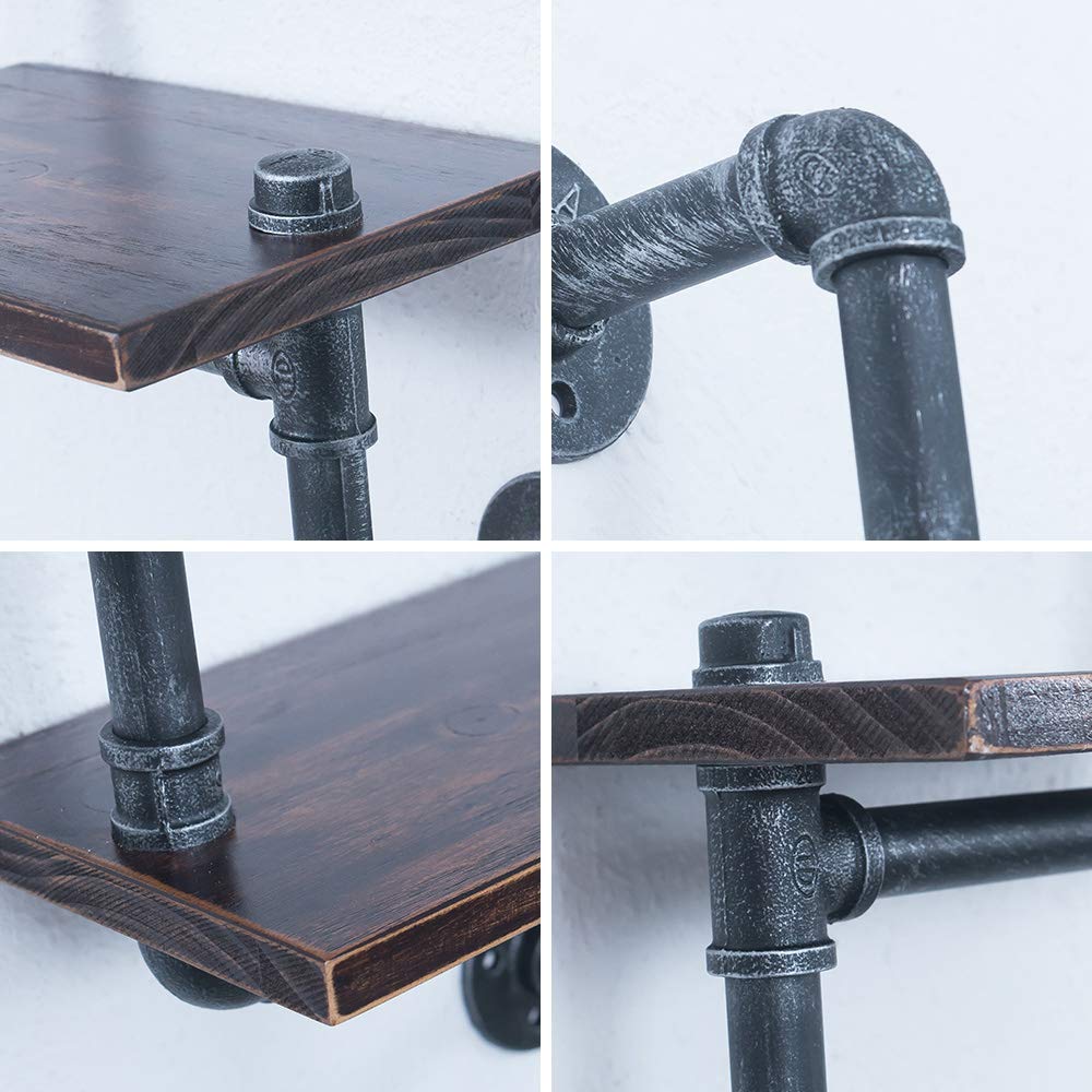 Industrial Pipe Shelving Wall Mounted, Rustic Floating Shelves for Wall