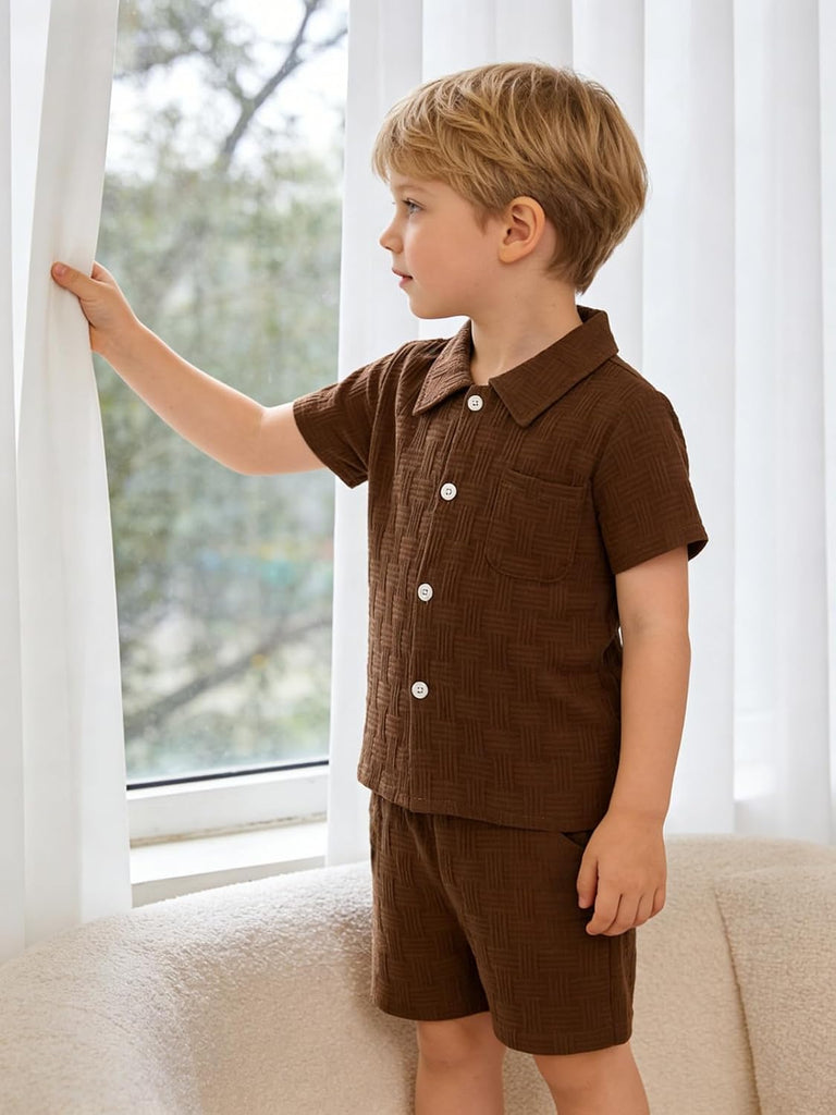 Years Toddler Boys Clothes 2 Piece Summer Outfit Short Sleeve Button Down Shirt Top and Shorts Set