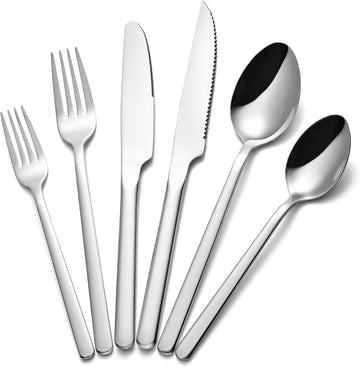 48-Piece Silverware Set with Steak Knives, Flatware Set for 8, Stainless Steel Tableware Cutlery Set