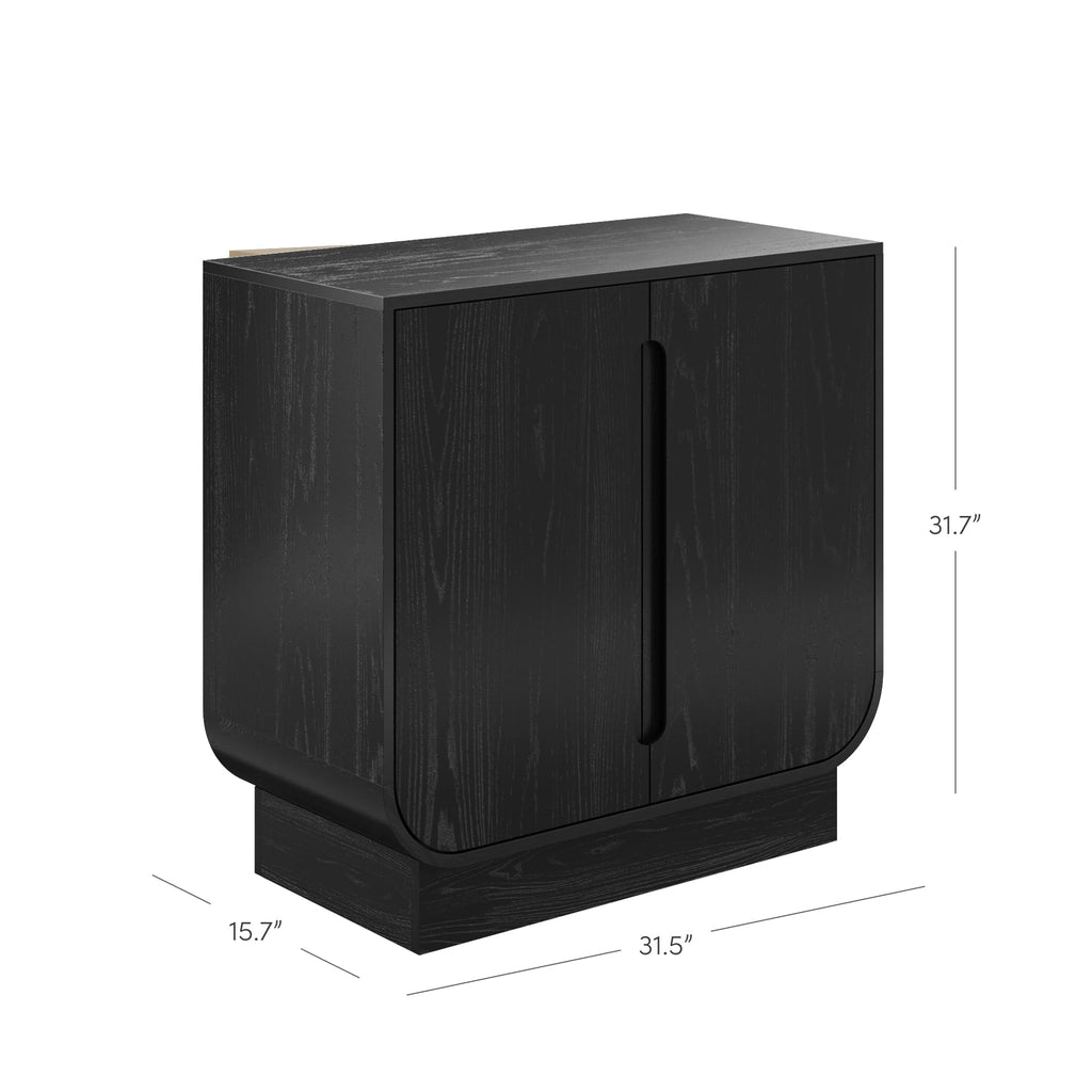 Joey Mid Century Modern Buffet Sideboard Storage Cabinet, Arched Accent Cabinet with Rounded Bottom Edges and