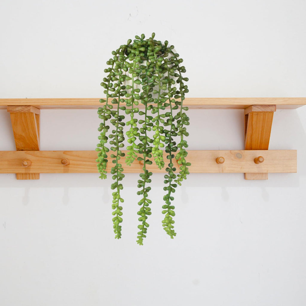 Succulents Plants Artificial, Small String of Pearls with Ceramic Pot Artificial Faux String of Pearls Suitable