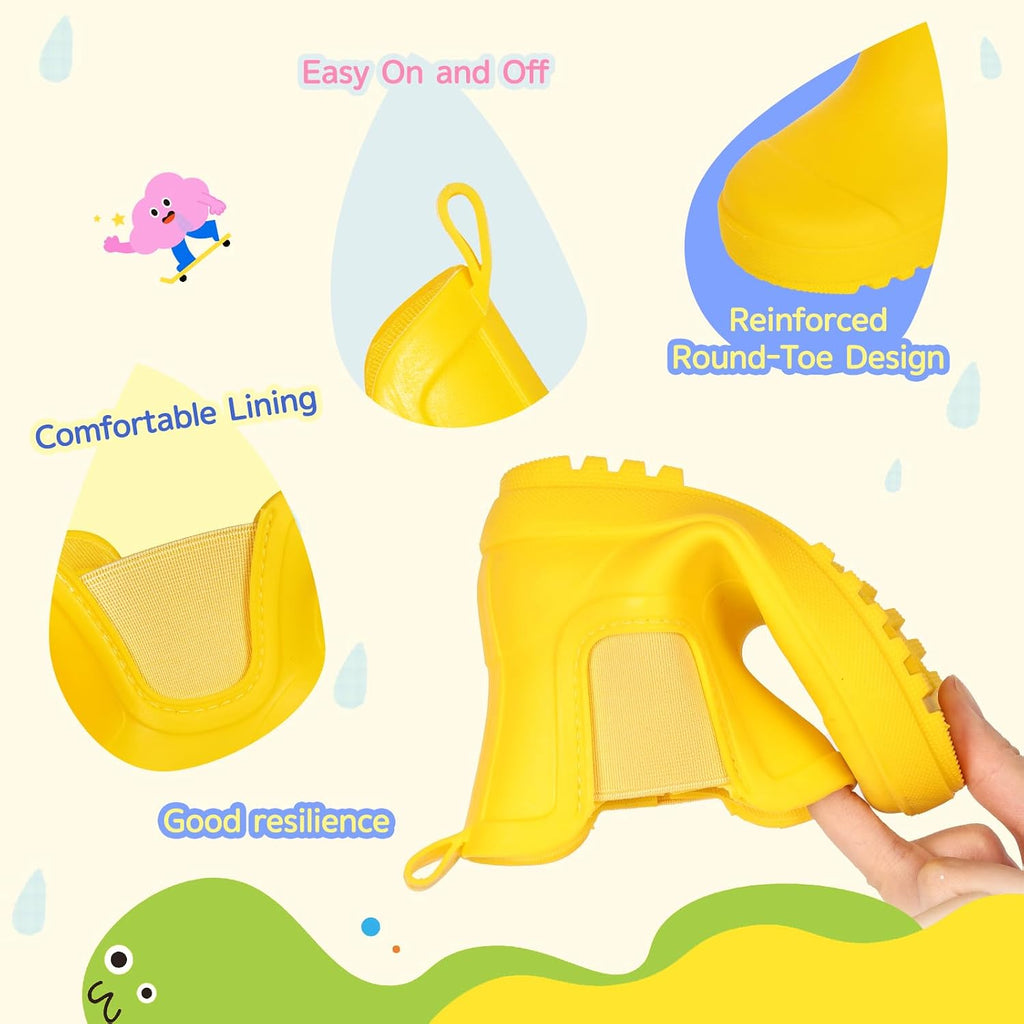 Kids Rain Boots for Girls Boys Waterproof Ankle Rubber Boots