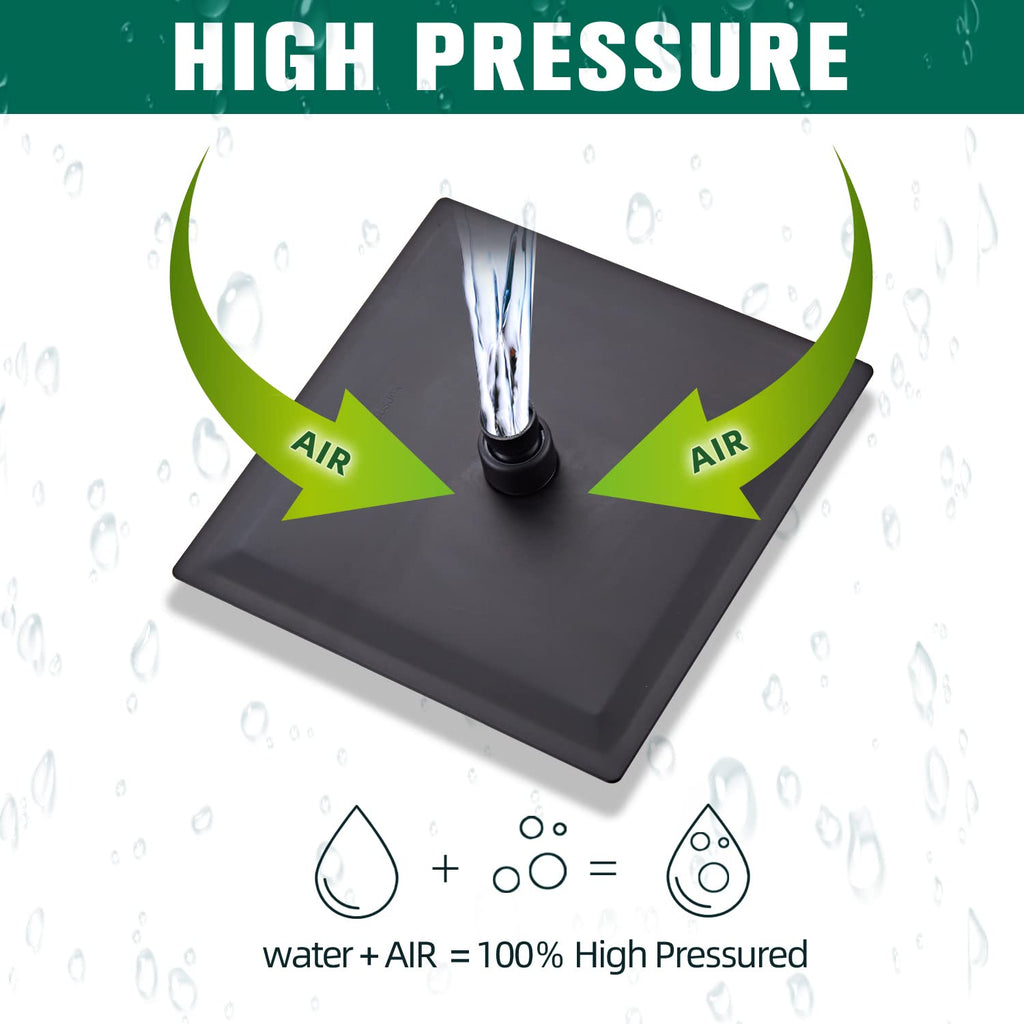 Shower Head Matte Black, Shower Faucet Set Bathroom Shower System with 8 inch Square Rain Shower Head Wall Mounted